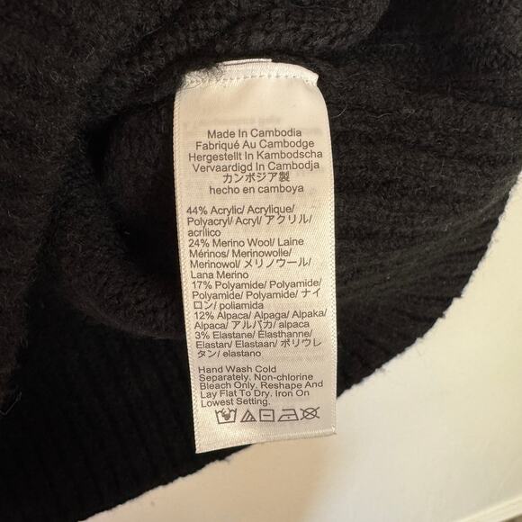 J.Crew Johnny-collar Sweater SZ XXS Black Ribbed Trim Woolen Oversized Pullover - Picture 5 of 6